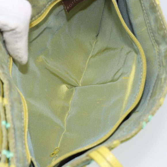 BOTTEGA VENETA Hand Bag Nylon Green Silver Auth 153765