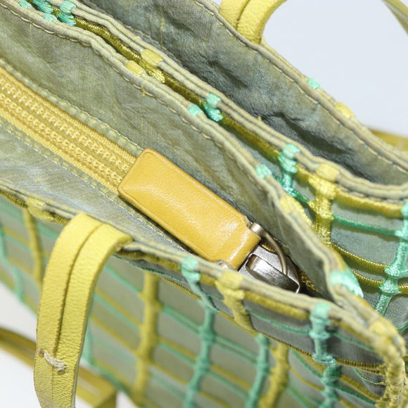 BOTTEGA VENETA Hand Bag Nylon Green Silver Auth 153765