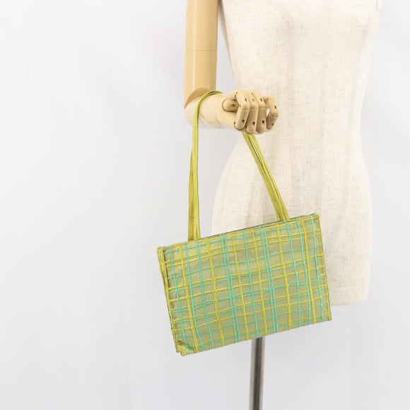 BOTTEGA VENETA Hand Bag Nylon Green Silver Auth 153765