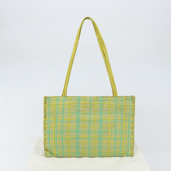 BOTTEGA VENETA Handtasche Nylon Grün Silber Auth 153765