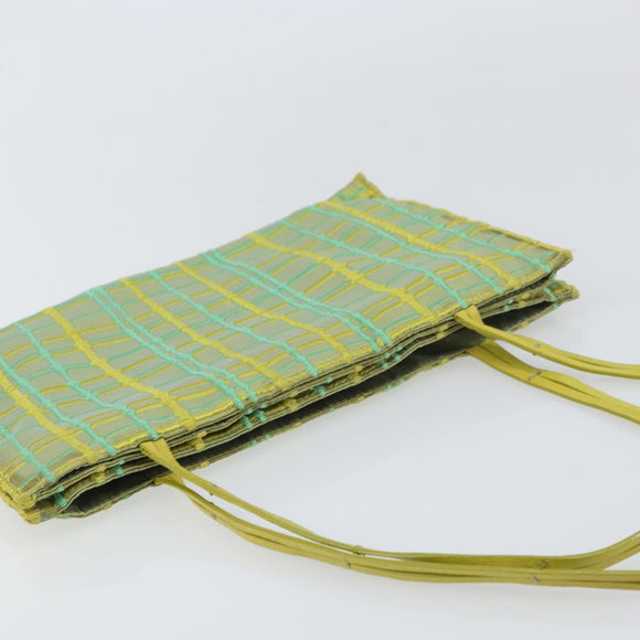 BOTTEGA VENETA Hand Bag Nylon Green Silver Auth 153765