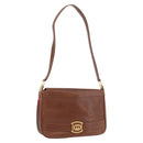 GUCCI Web Sherry Line Umhängetasche Leder Old GUCCI Gold Braun Auth 153770-1