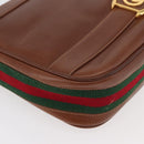 GUCCI Web Sherry Line Umhängetasche Leder Old GUCCI Gold Braun Auth 153770-15