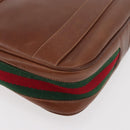GUCCI Web Sherry Line Umhängetasche Leder Old GUCCI Gold Braun Auth 153770-12