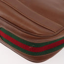 GUCCI Web Sherry Line Umhängetasche Leder Old GUCCI Gold Braun Auth 153770-17