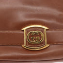 GUCCI Web Sherry Line Umhängetasche Leder Old GUCCI Gold Braun Auth 153770-10