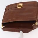 GUCCI Web Sherry Line Umhängetasche Leder Old GUCCI Gold Braun Auth 153770-18