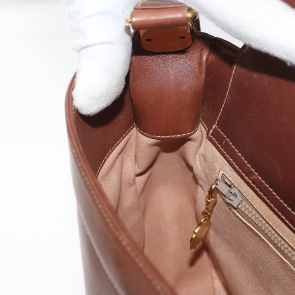 GUCCI Web Sherry Line Umhängetasche Leder Old GUCCI Gold Braun Auth 153770