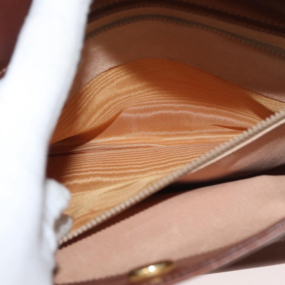 GUCCI Web Sherry Line Umhängetasche Leder Old GUCCI Gold Braun Auth 153770