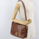 GUCCI Web Sherry Line Umhängetasche Leder Old GUCCI Gold Braun Auth 153770-24