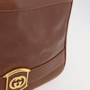 GUCCI Web Sherry Line Umhängetasche Leder Old GUCCI Gold Braun Auth 153770-2