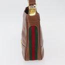 GUCCI Web Sherry Line Umhängetasche Leder Old GUCCI Gold Braun Auth 153770-6