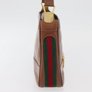 GUCCI Web Sherry Line Umhängetasche Leder Old GUCCI Gold Braun Auth 153770-7