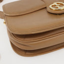 GUCCI Shoulder Bag Leather Old GUCCI Beige Gold Auth 153772-12