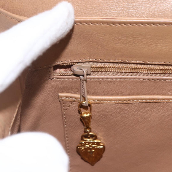 GUCCI Shoulder Bag Leather Old GUCCI Beige Gold Auth 153772