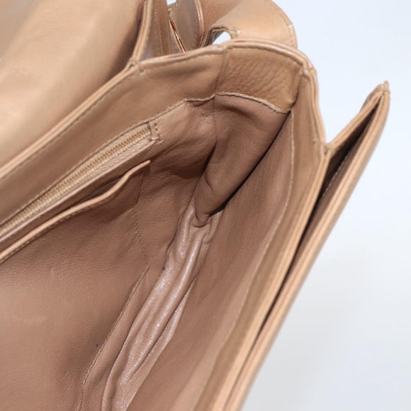 GUCCI Shoulder Bag Leather Old GUCCI Beige Gold Auth 153772