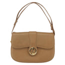 GUCCI Shoulder Bag Leather Old GUCCI Beige Gold Auth 153772-2