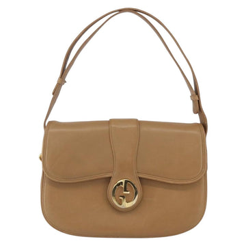 GUCCI Shoulder Bag Leather Old GUCCI Beige Gold Auth 153772 - 0