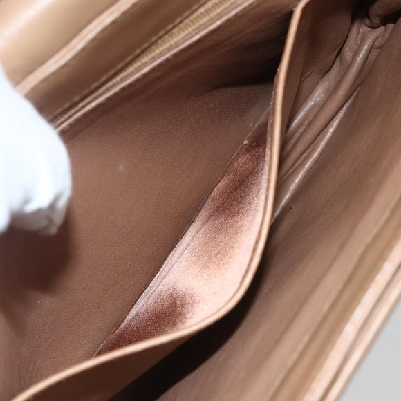 GUCCI Shoulder Bag Leather Old GUCCI Beige Gold Auth 153772