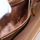 GUCCI Shoulder Bag Leather Old GUCCI Beige Gold Auth 153772-22