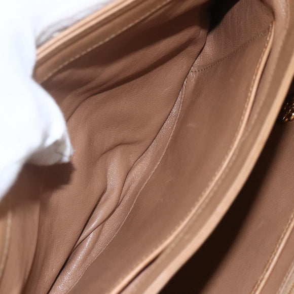 GUCCI Shoulder Bag Leather Old GUCCI Beige Gold Auth 153772