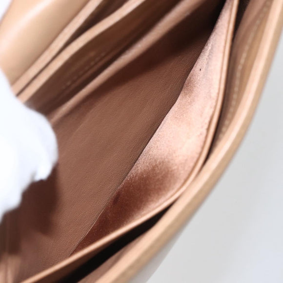 GUCCI Shoulder Bag Leather Old GUCCI Beige Gold Auth 153772