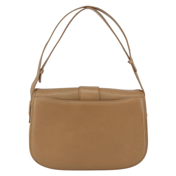 GUCCI Shoulder Bag Leather Old GUCCI Beige Gold Auth 153772