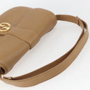 GUCCI Shoulder Bag Leather Old GUCCI Beige Gold Auth 153772-8