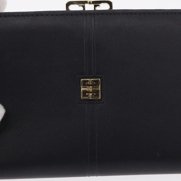 GIVENCHY Long Wallet Leather Black Auth 153774V