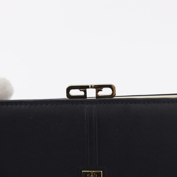 GIVENCHY Long Wallet Leather Black Auth 153774V