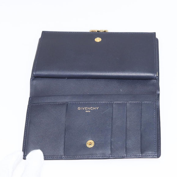 GIVENCHY Long Wallet Leather Black Auth 153774V