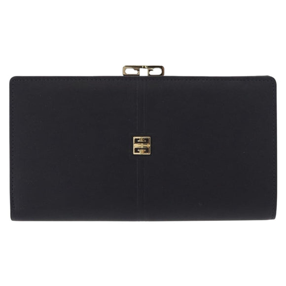 GIVENCHY Long Wallet Leather Black Auth 153774V