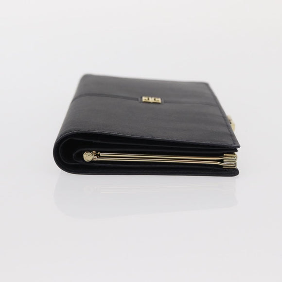 GIVENCHY Long Wallet Leather Black Auth 153774V