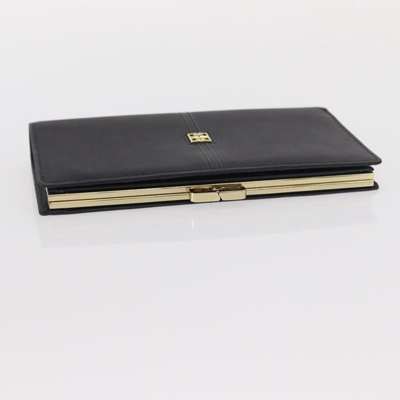 GIVENCHY Long Wallet Leather Black Auth 153774V