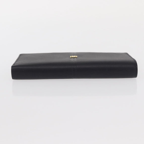 GIVENCHY Long Wallet Leather Black Auth 153774V