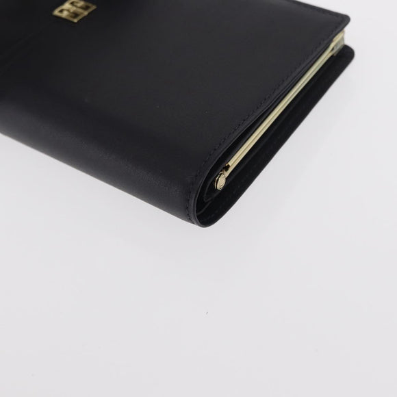 GIVENCHY Long Wallet Leather Black Auth 153774V