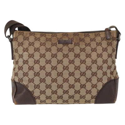 GUCCI GG Canvas Shoulder Bag Beige Silver 114273 Auth 153777 - 0