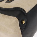 CELINE Hand Bag Canvas Beige Gold Auth 153778-8