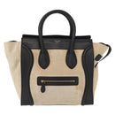 CELINE Hand Bag Canvas Beige Gold Auth 153778-13