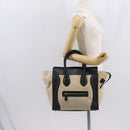 CELINE Hand Bag Canvas Beige Gold Auth 153778-25