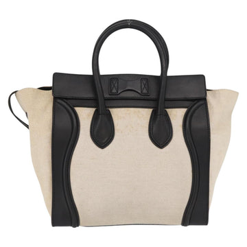 CELINE Hand Bag Canvas Beige Gold Auth 153778 - 0