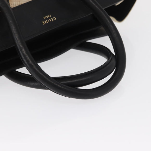 CELINE Hand Bag Canvas Beige Gold Auth 153778