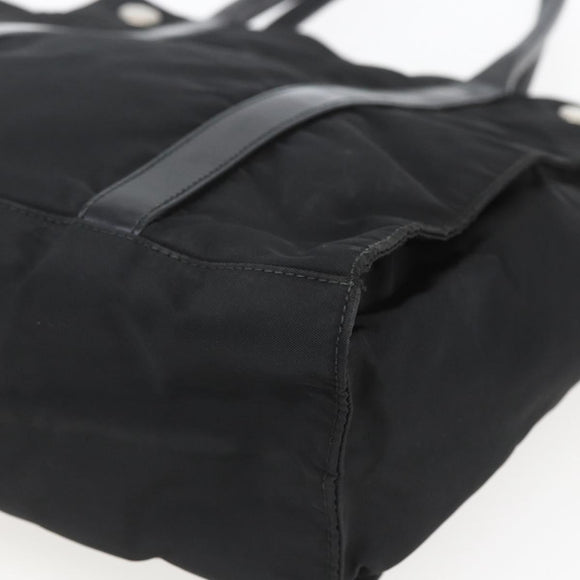 PRADA Hand Bag Nylon Black Silver Auth 153784