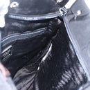 PRADA Hand Bag Nylon Black Silver Auth 153784-23