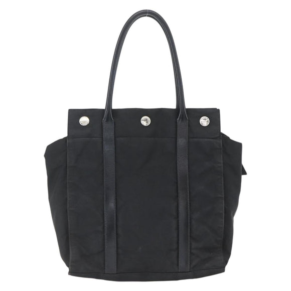 PRADA Hand Bag Nylon Black Silver Auth 153784