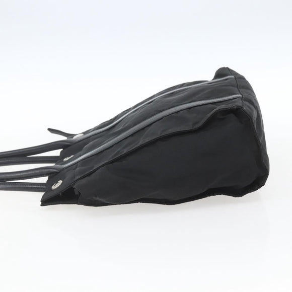 PRADA Hand Bag Nylon Black Silver Auth 153784