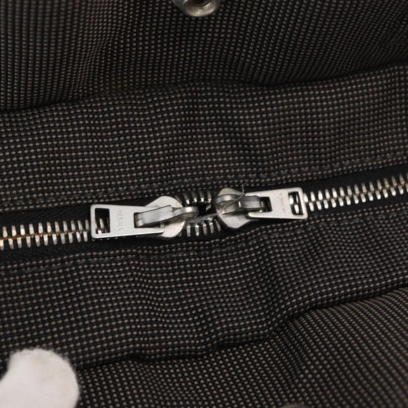 HERMES Her Line MM Hand Bag Canvas Gray Silver Auth 153785