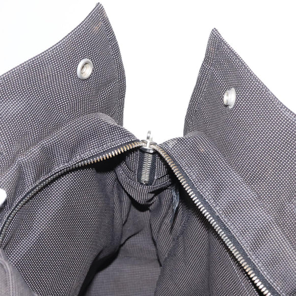 HERMES Her Line MM Hand Bag Canvas Gray Silver Auth 153785