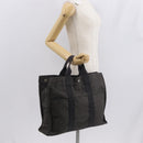 HERMES Her Line MM Hand Bag Canvas Gray Silver Auth 153785-22