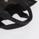 HERMES Her Line MM Hand Bag Canvas Gray Silver Auth 153785-7